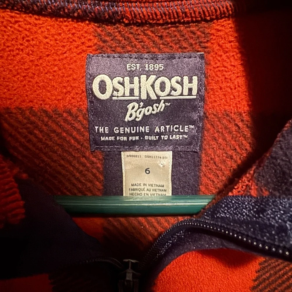 OshKosh B’gosh Plaid Fleece Zip Jacket | Size 6